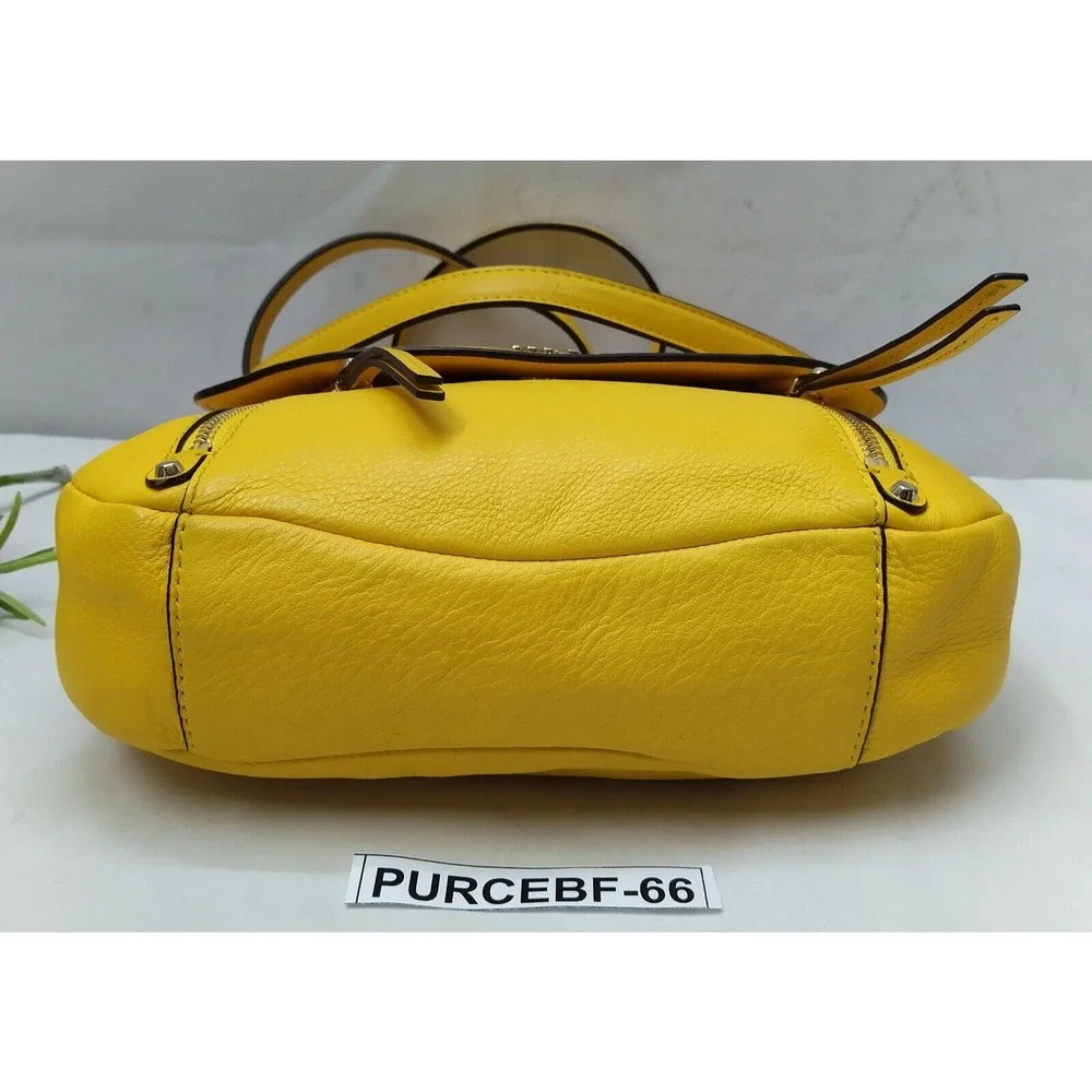 Michael Kors Evie Sunflower Yellow Leather Flap Closure Crossbody Shoulder Bag
